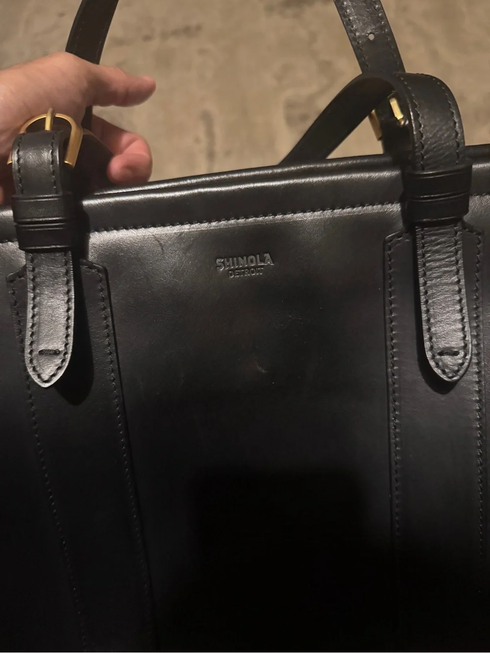 Shinola Large Sibley Satchel Classic Black Leather Men's Tote Bag